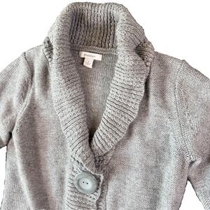 Dressbarn Cardigan Sweater Womens S Gray Shawl Collar Button Front Wool Blend